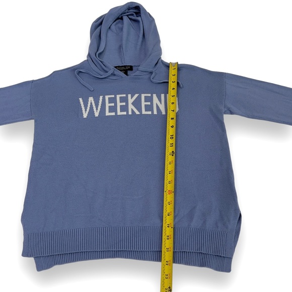 Rachel Zoe Weekend Hoodie Lightweight Knit Sweater Pullover Top Long Sleeve Blue - Picture 14 of 14